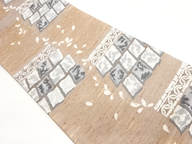 JAPANESE FUKURO OBI / PULP CLOTH / WOVEN FLOWER PETALS